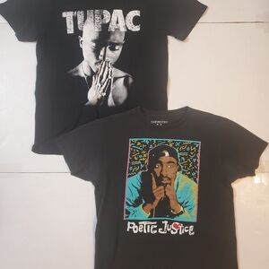 2 Vintage Rapper 2-Pac Short Sleeve T-Shirts Small And Medium Lot Poetic Justice